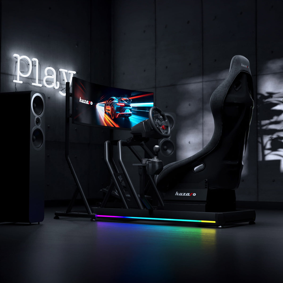 Kokpit, stelaż do simracingu, stojak do kierownicy - Huzaro.pl